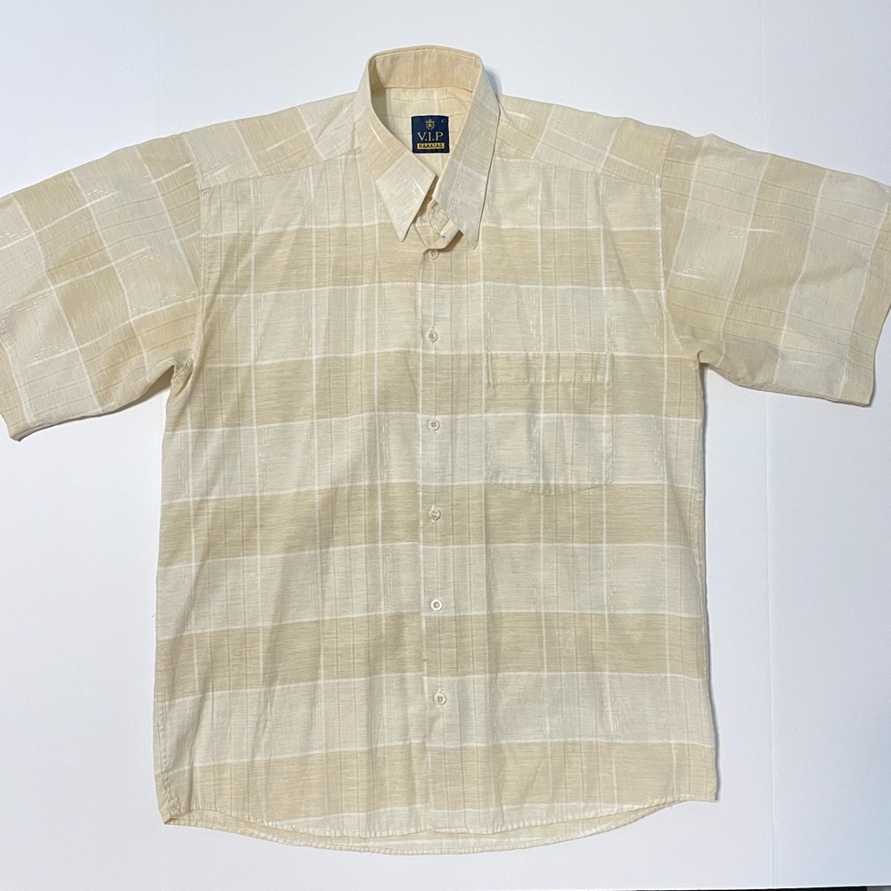 Vintage VIP Brand Plaid Lightweight Short Sleeve Button Down Shirt Sz L